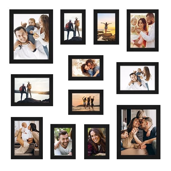 KIt 12 Molduras Quadros 6-10X15 + 4-13X18 +2-20X25 com Vidro