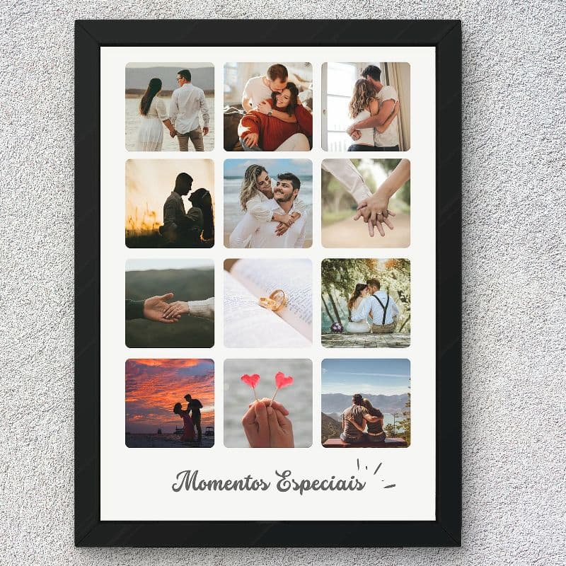 Quadro Placa Decorativa Com 12 Fotos De Momentos Especiais