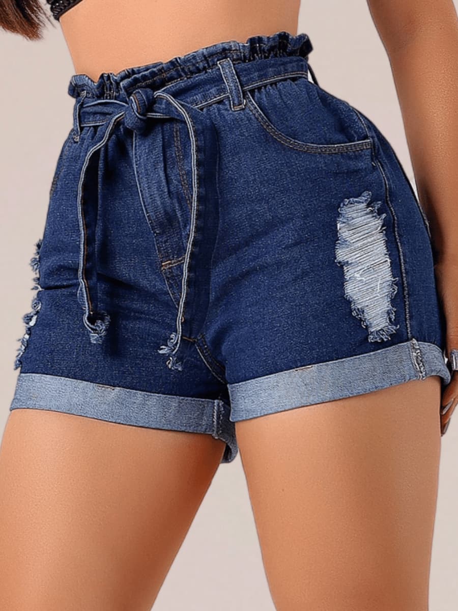 Short Jeans Clochard Com Cinto Cintura Alta Empina Bumbum Short Jeans Feminino Cos Alto Bermuda Jeans Feminino