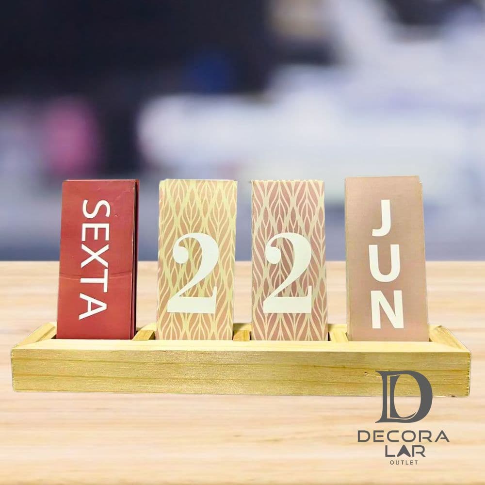 Calendário de Mesa Decorativo com Plaquinhas para Mesa Escritório Decoração Casa