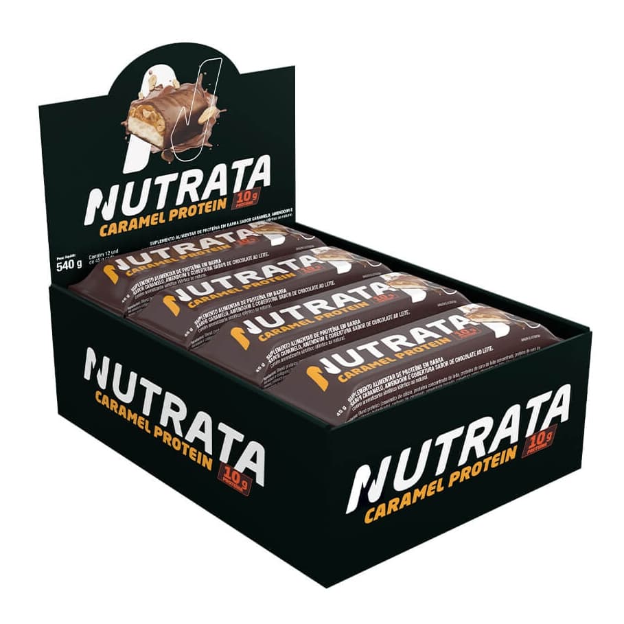 Barra de Proteína Caramel Protein - Caixa com 12 Unidades de 45g cada - Nutrata