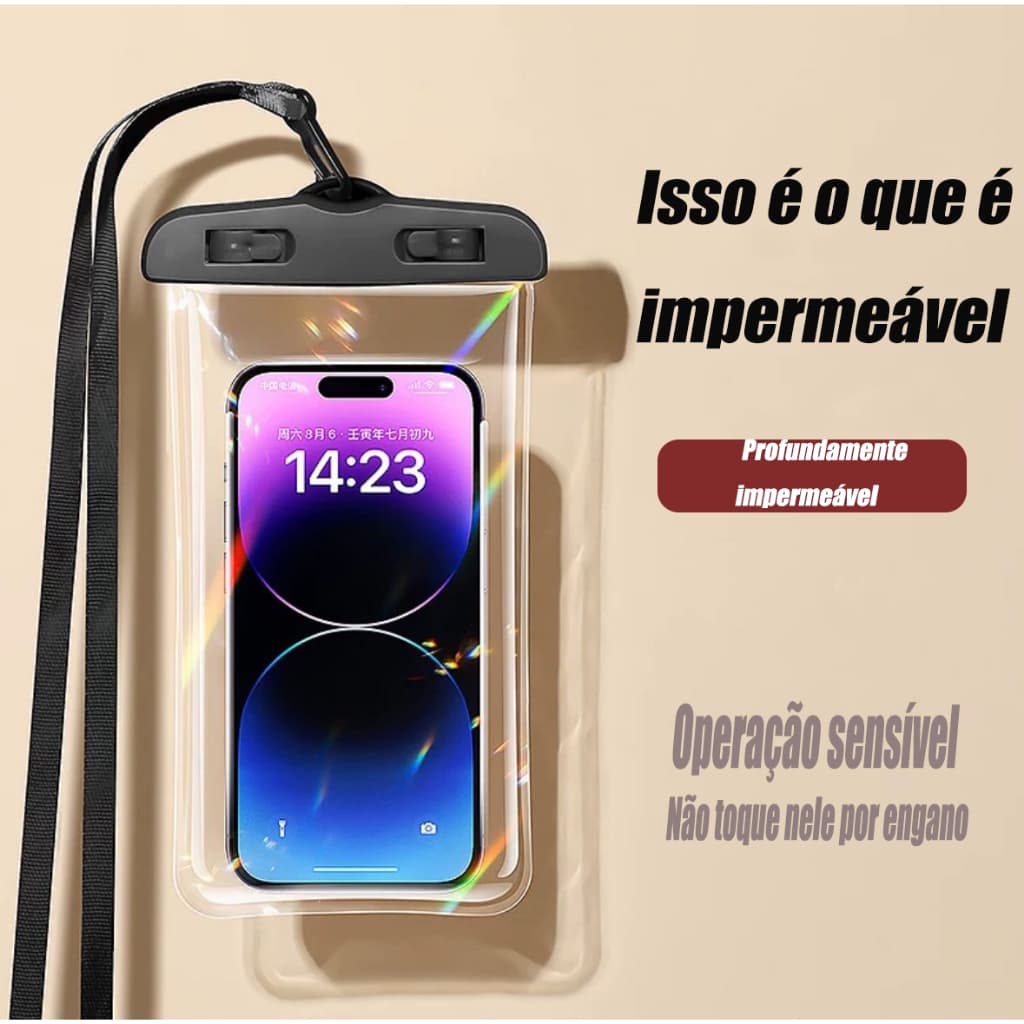 Capa Bolsa Prova Dágua Impermeável Celular Transparente Universal
