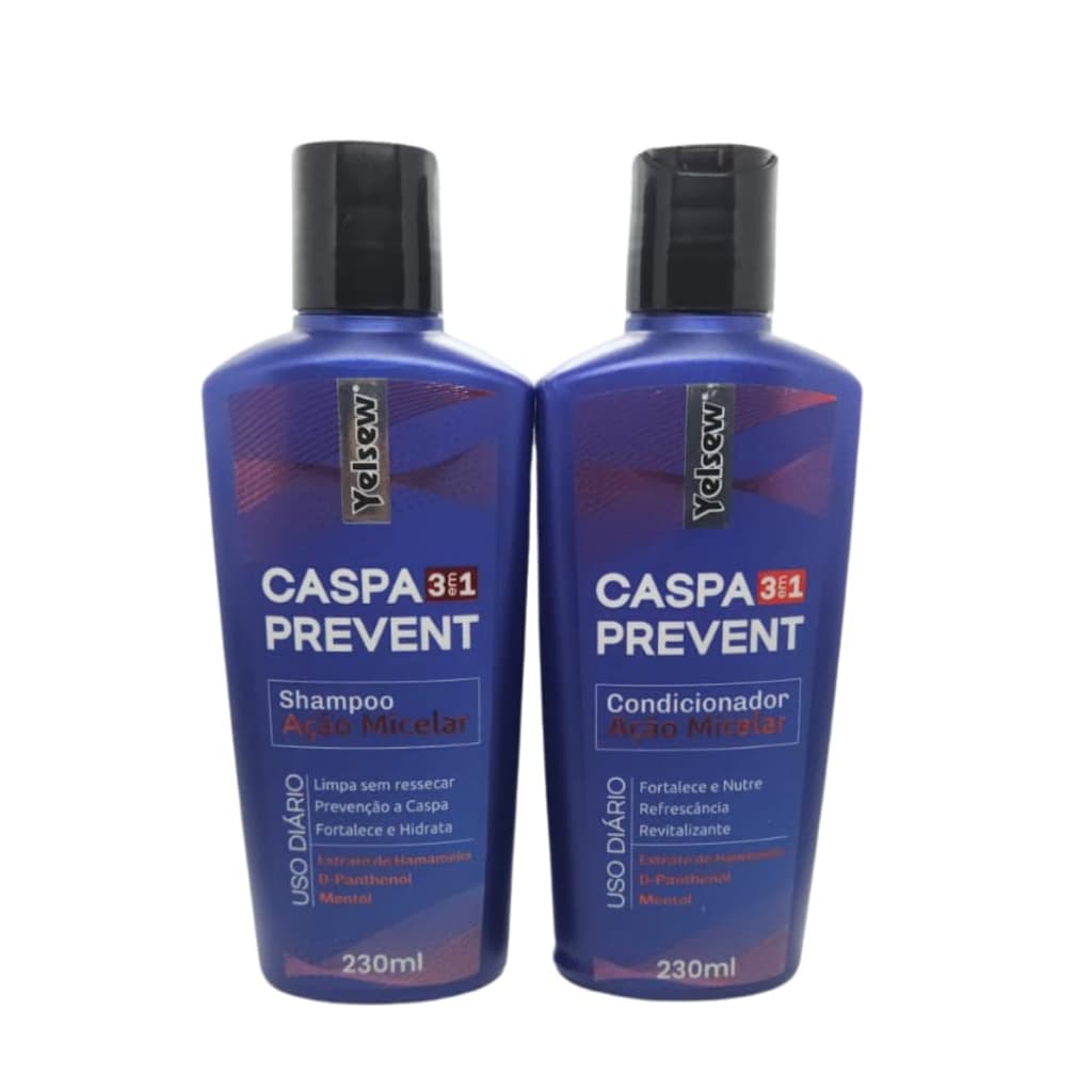 Kit Shampoo e Condicionador Ação Micelar Caspa Prevent 3 em 1 Yelsew 230ml