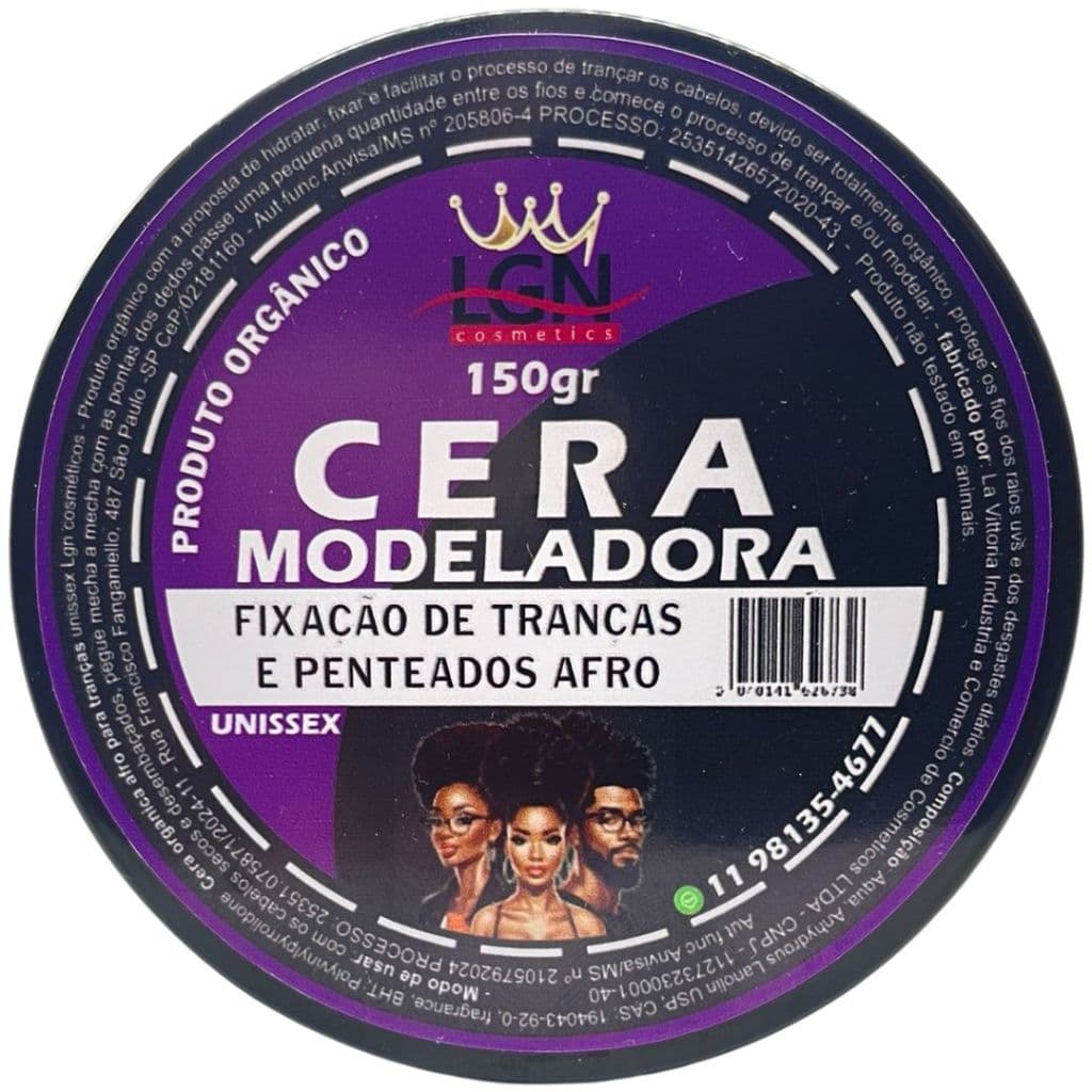 Cera modeladora (organica) para tranças e penteados afro 150g rende de 6 a 8 cabelos - LGN Cosmetics