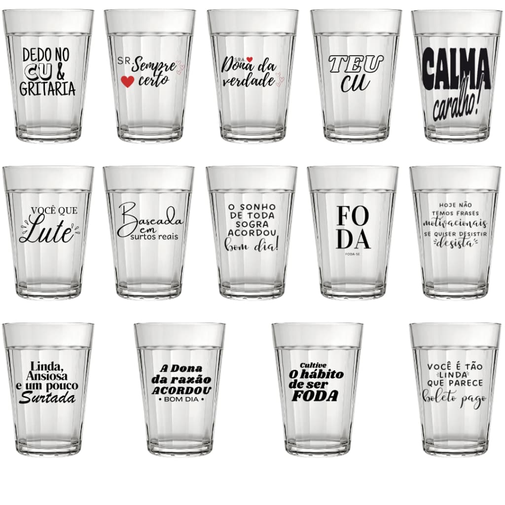 Jogo 10 Copo Americano Bar 190 ml Nadir Personalizada Frases Engraçadas Divertidas