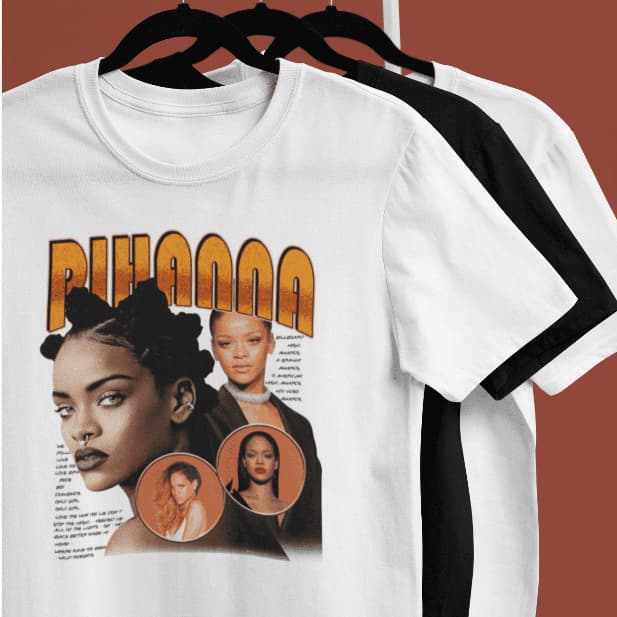 Camiseta Rihanna Montagem Algodão Unissex