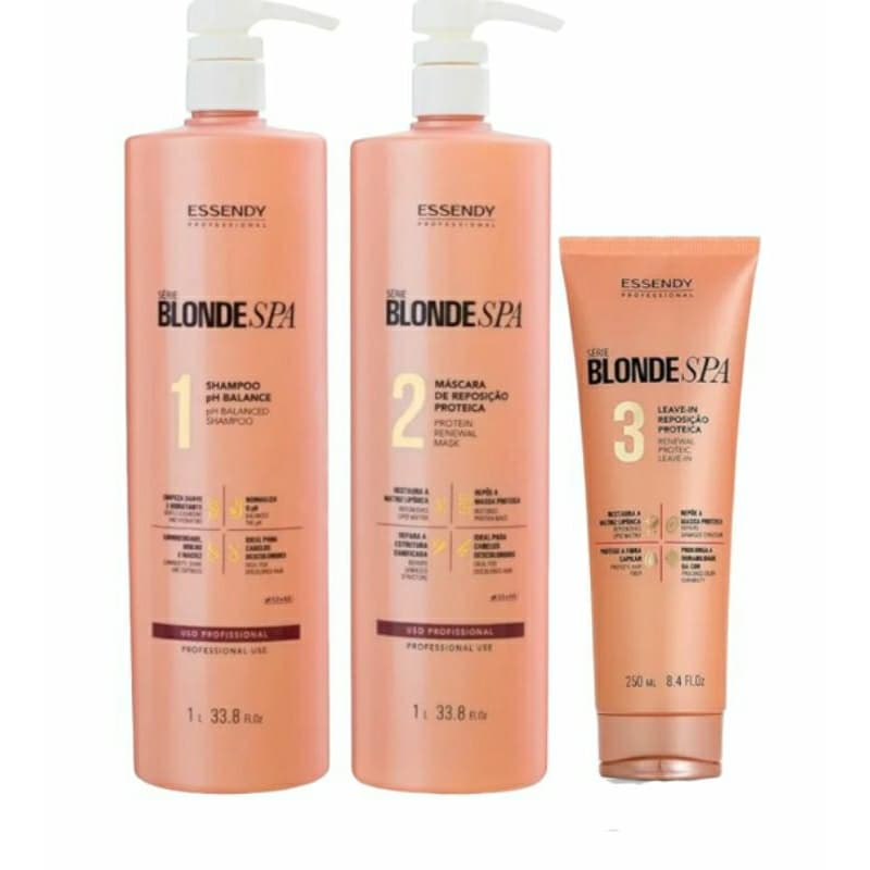 kit Série Blonde Spa Essendy Profissional c/ Leave in 250ml (3 produtos)