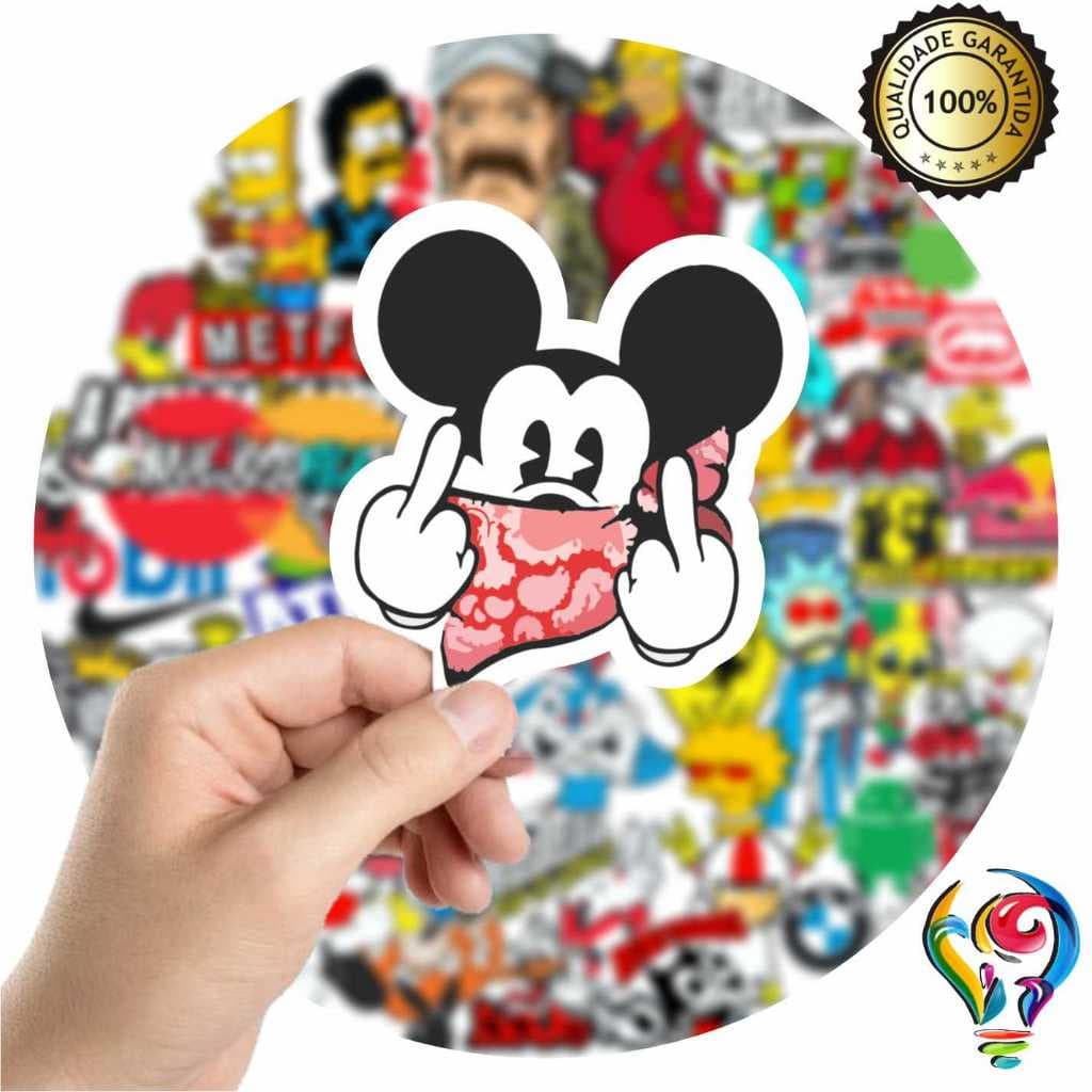Adesivo Mickey Animado Sticker Para Bike Skate Moto Capacete Carro Caminhão notbook