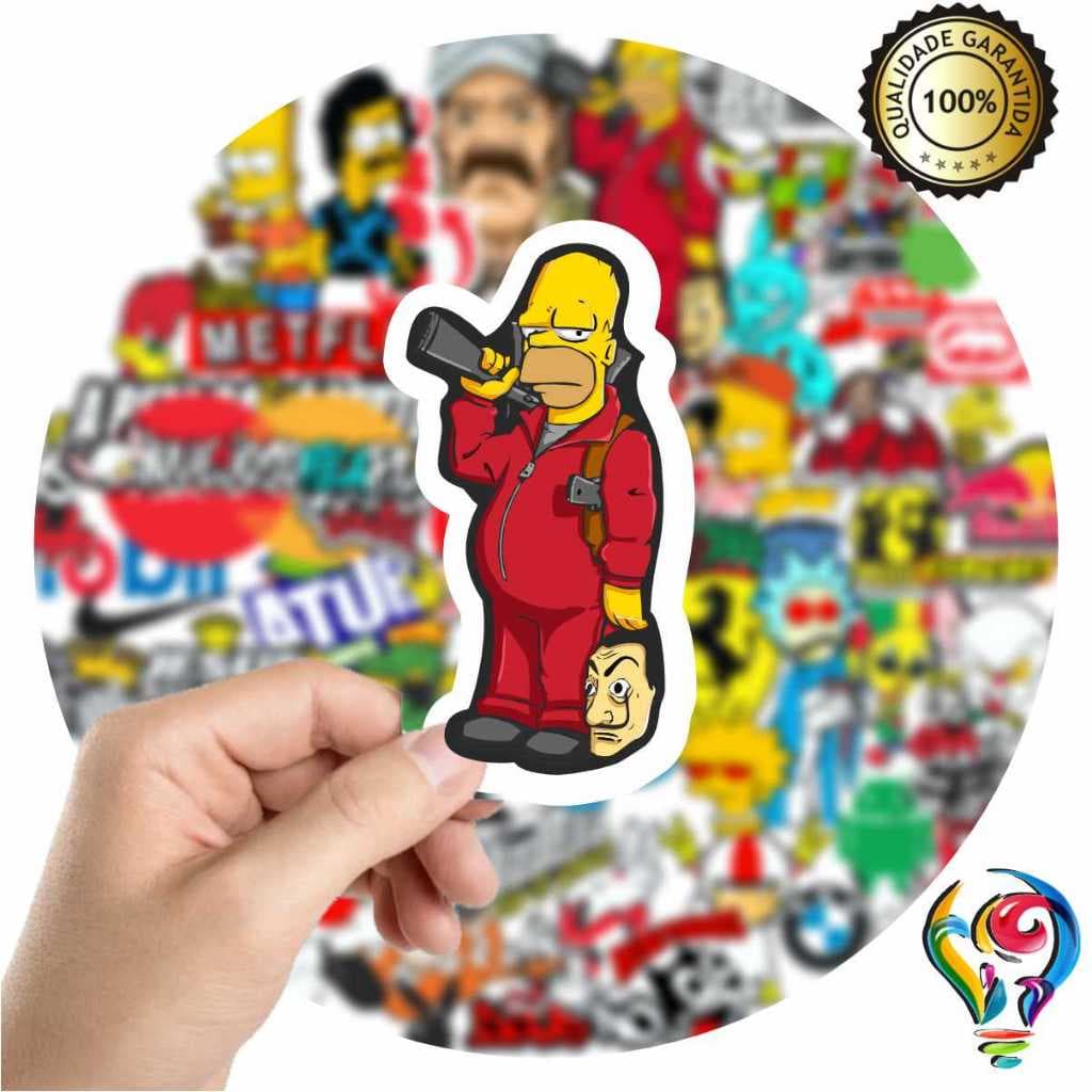 Adesivo Homer Animado Sticker Para Bike Skate Moto Capacete Carro Caminhão notbook