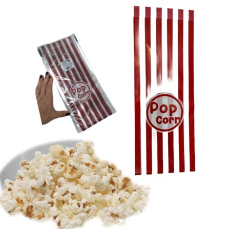 50 Saquinho Saco Celafone 13 x 30cm Listras Vermelha Retro Pop Corn