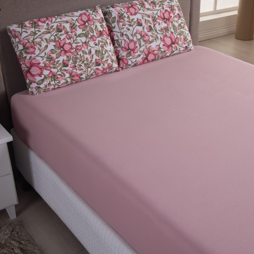 Jogo de Lençol em Malha 100% Algodão Para Cama de Casal Padrão 3 Peças