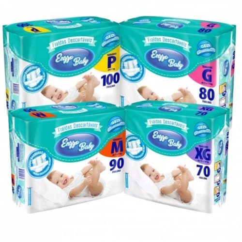 Fralda Enzzo Baby - Pacotão Atacado do P ao SXG - Alta Absorção