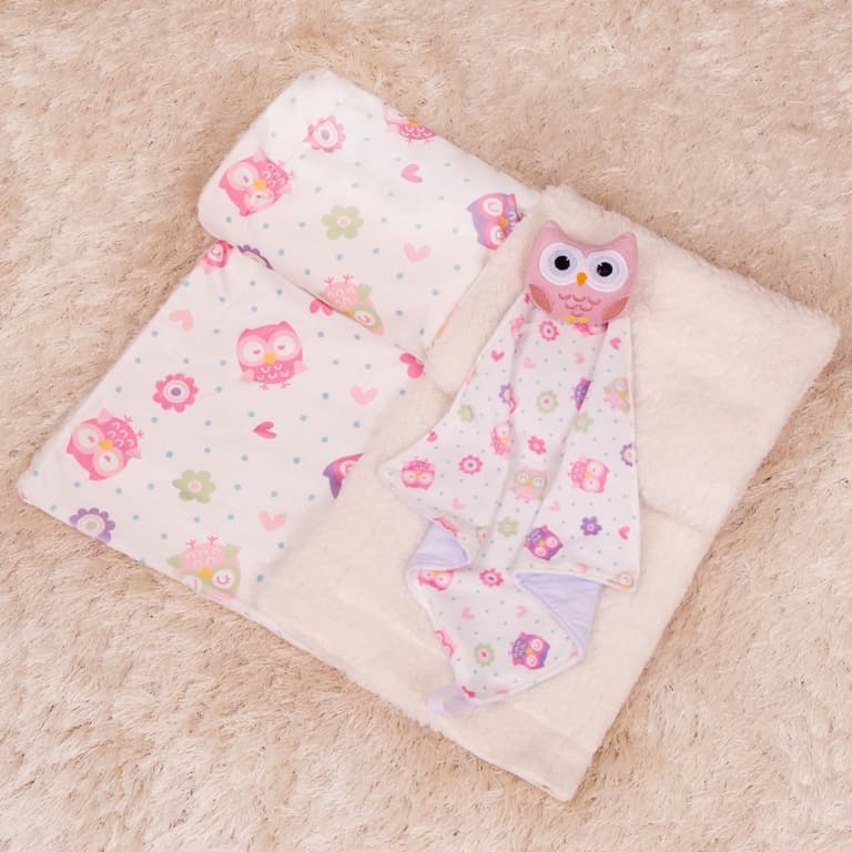 Kit Cobertor com Naninha para Bebe com Caixa Presente Cha de Bebe de Inverno