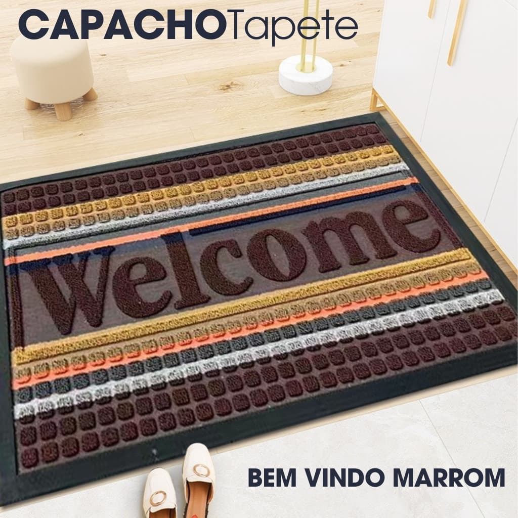 Capacho  Tapete de Porta Premium  BEM VINDO Estampado Antiderrapante