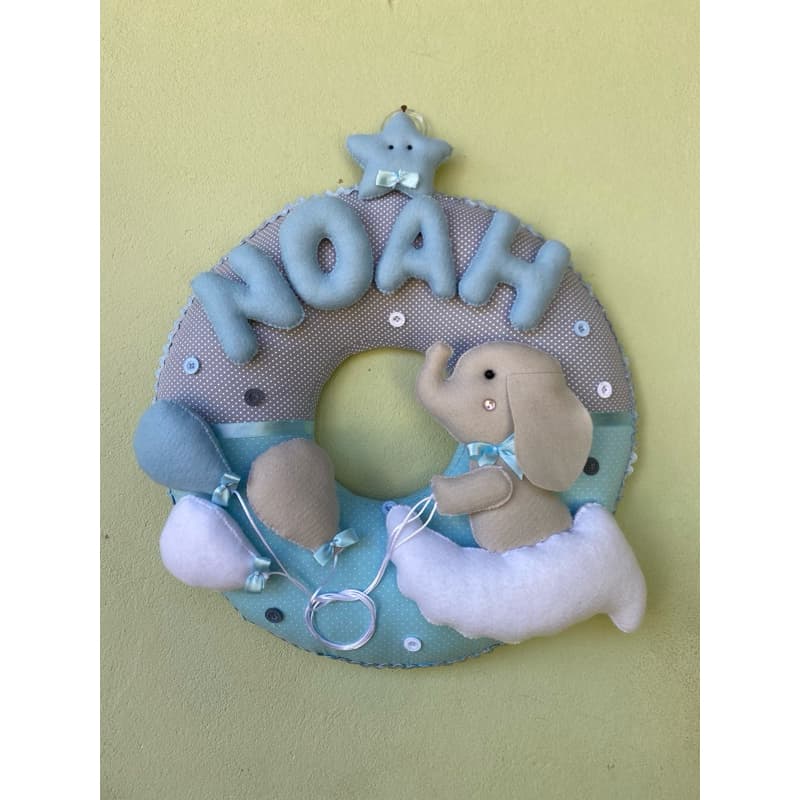 porta maternidade guirlanda elefante feltro