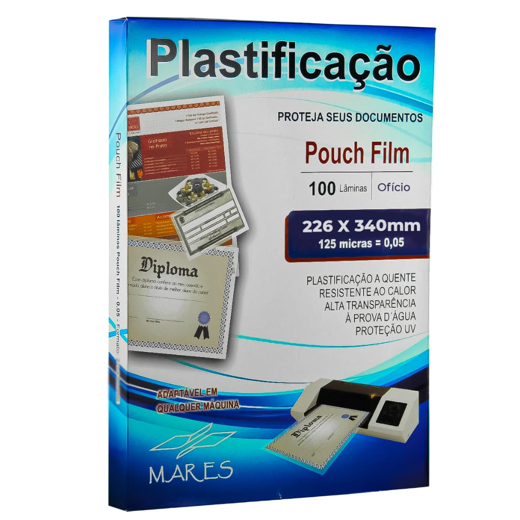 50 Folhas - Plástico Para Plastificação Pouch Film Ofício 226x340 0,05