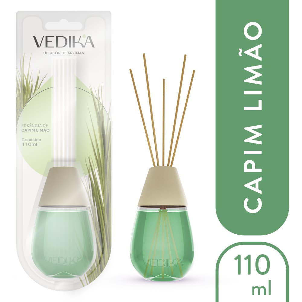 Difusor de Aromas Vedika Capim Limão – Energia e Foco (110ml)