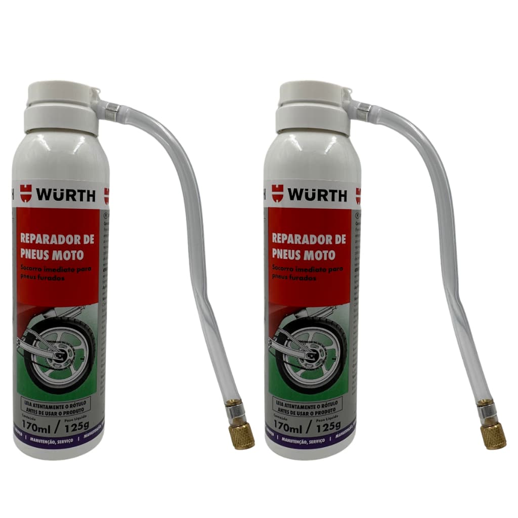 Reparador de pneus de moto Profissional Wurth 170ml 125g Modelo Instântaneo