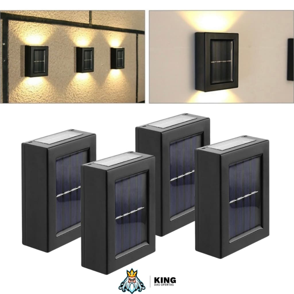 KIT 4 Luminária De Parede Led Arandela Solar Slim 6 Focos Externa À Prova D 'Água