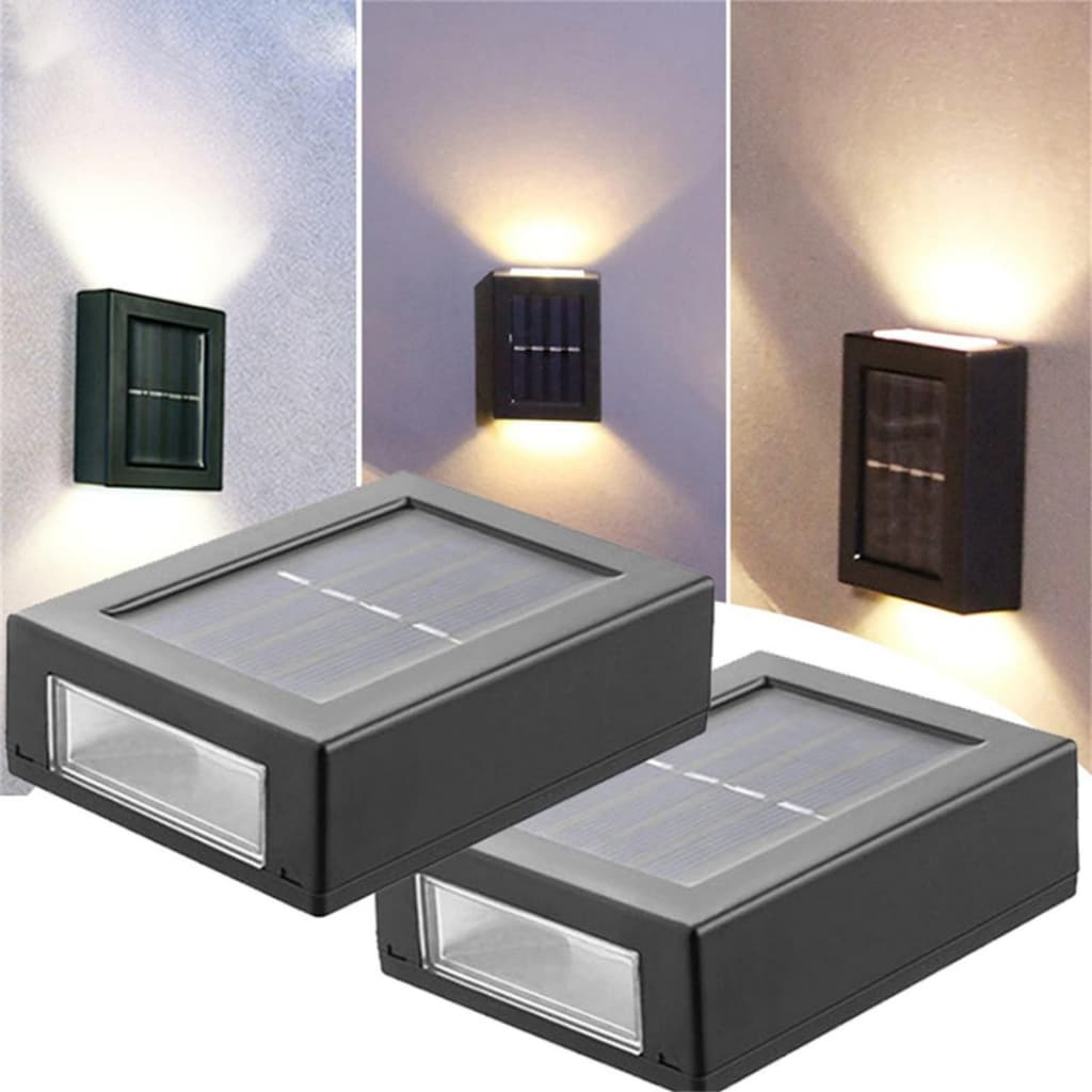 KIT 2 Luminária De Parede Led Arandela Solar Slim 6 Focos Externa À Prova D 'Água