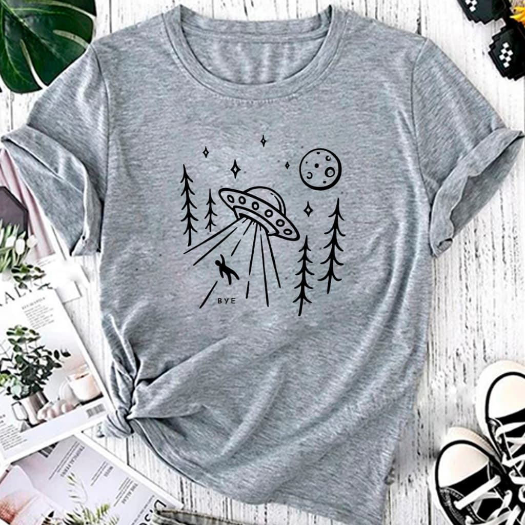 T-shirt Blusa Linda Abduzido Alien Et Bye Camiseta Feminina Camisa
