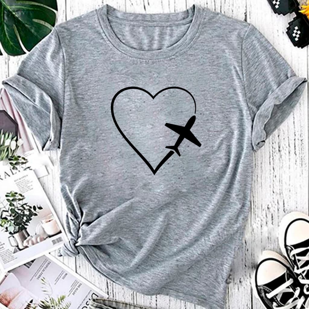 T-shirt Blusa Linda Coração Love Viagens Camiseta Feminina Camisa