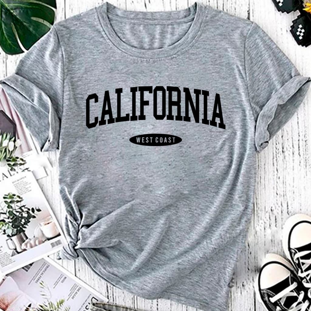 T-shirt Blusa Linda West Coast California USA Camiseta Feminina Camisa