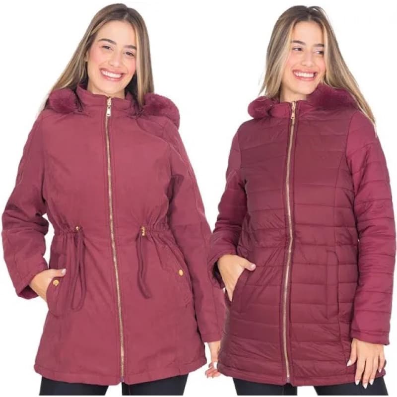 Parka Feminina Dupla Face( dá pra usar os 2 lados