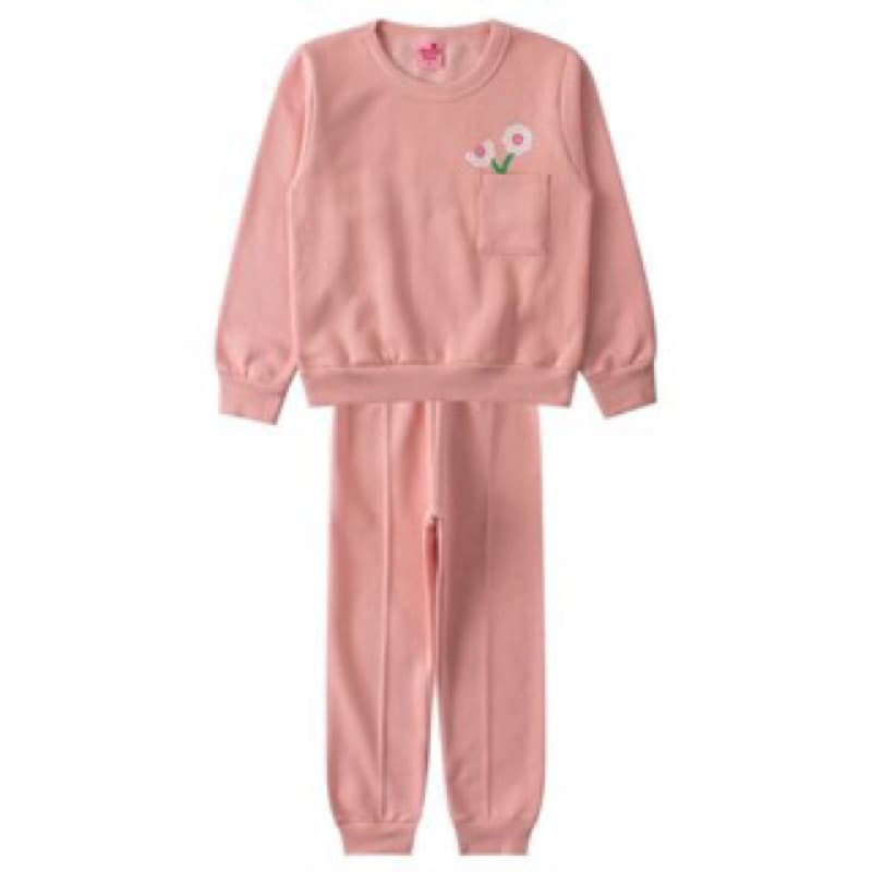 Conjunto Moletinho Peluciado Infantil Rosa Meninas