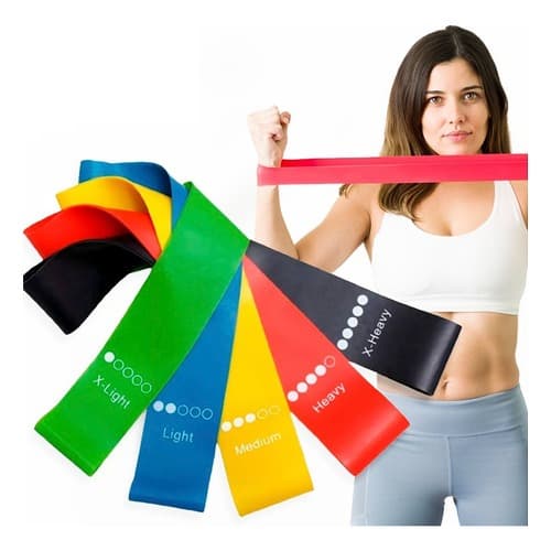 Kit 5 Faixas Mini Band Exercícios Multifuncional Yoga Fisioterapia e Treino Resistance Belt