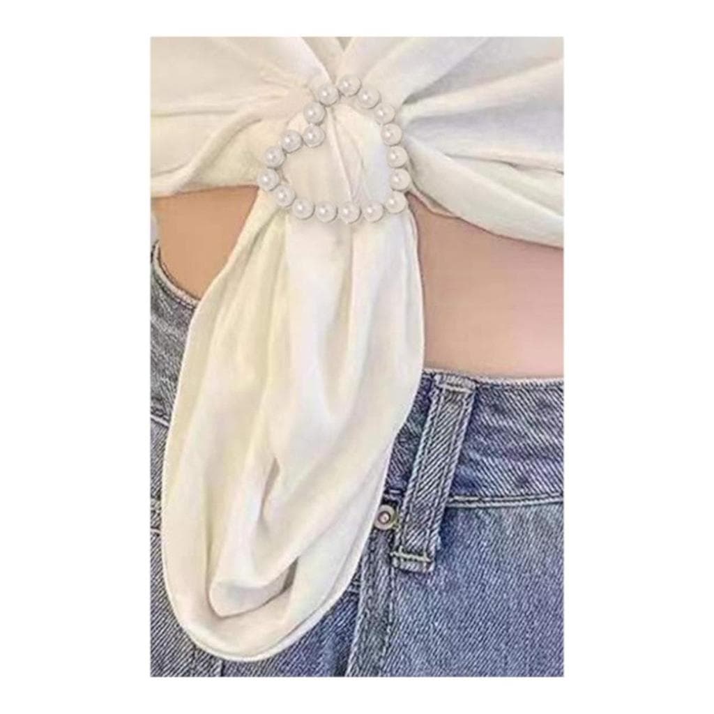 Fivela para Nó de Camisetas com Pérolas Anel Broche de Guardanapo Lenços