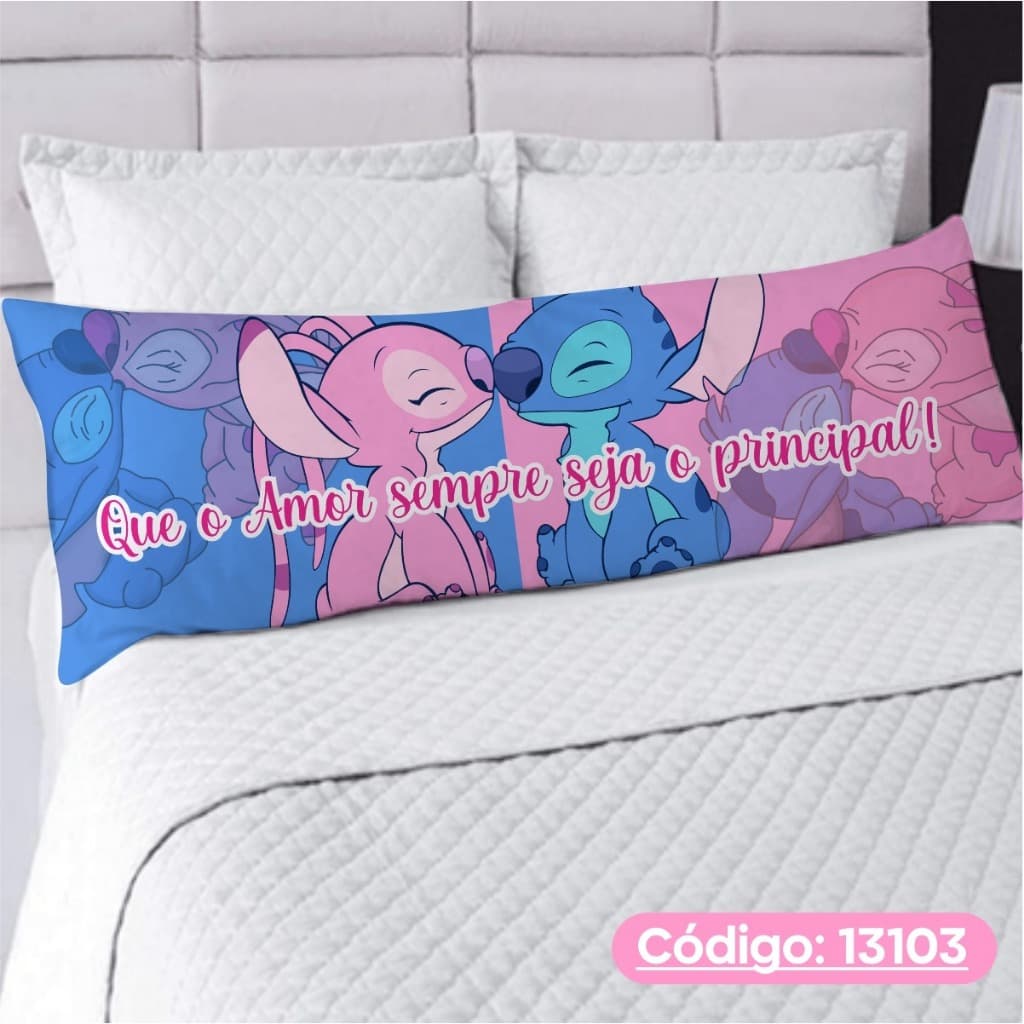 Capa De Travesseiro De Corpo Fronha Xuxão Com Ziper Personalizado 1.25x0.45cm Stitch
