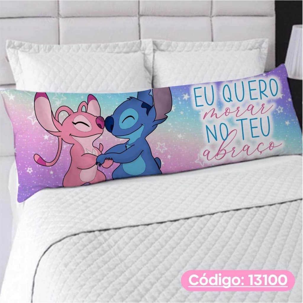 Capa De Travesseiro De Corpo Fronha Xuxão Com Ziper Personalizado 1.25x0.45cm Stitch