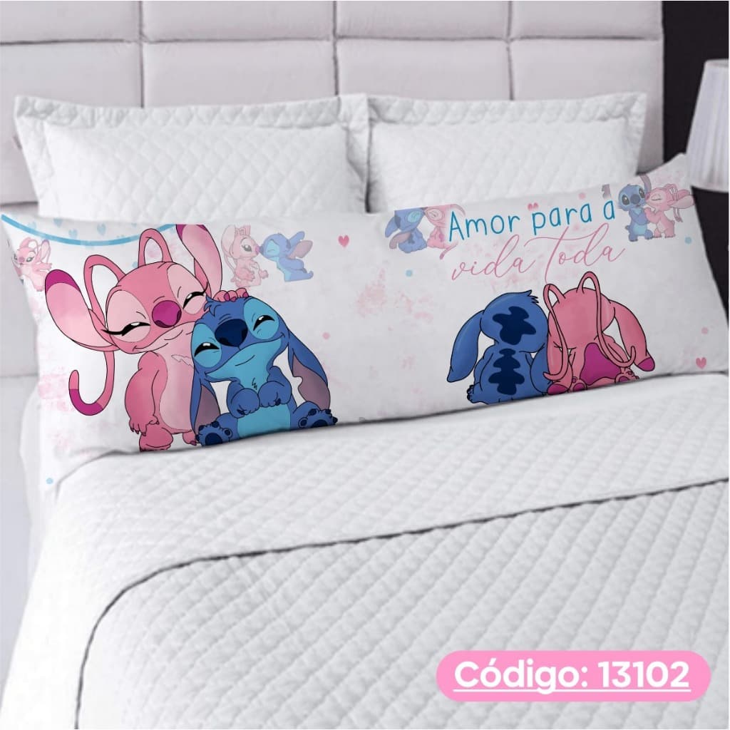 Travesseiro De Corpo Com Fronha Xuxão Fibra de Silicone Personalizado 1.25x0.45cm Stitch