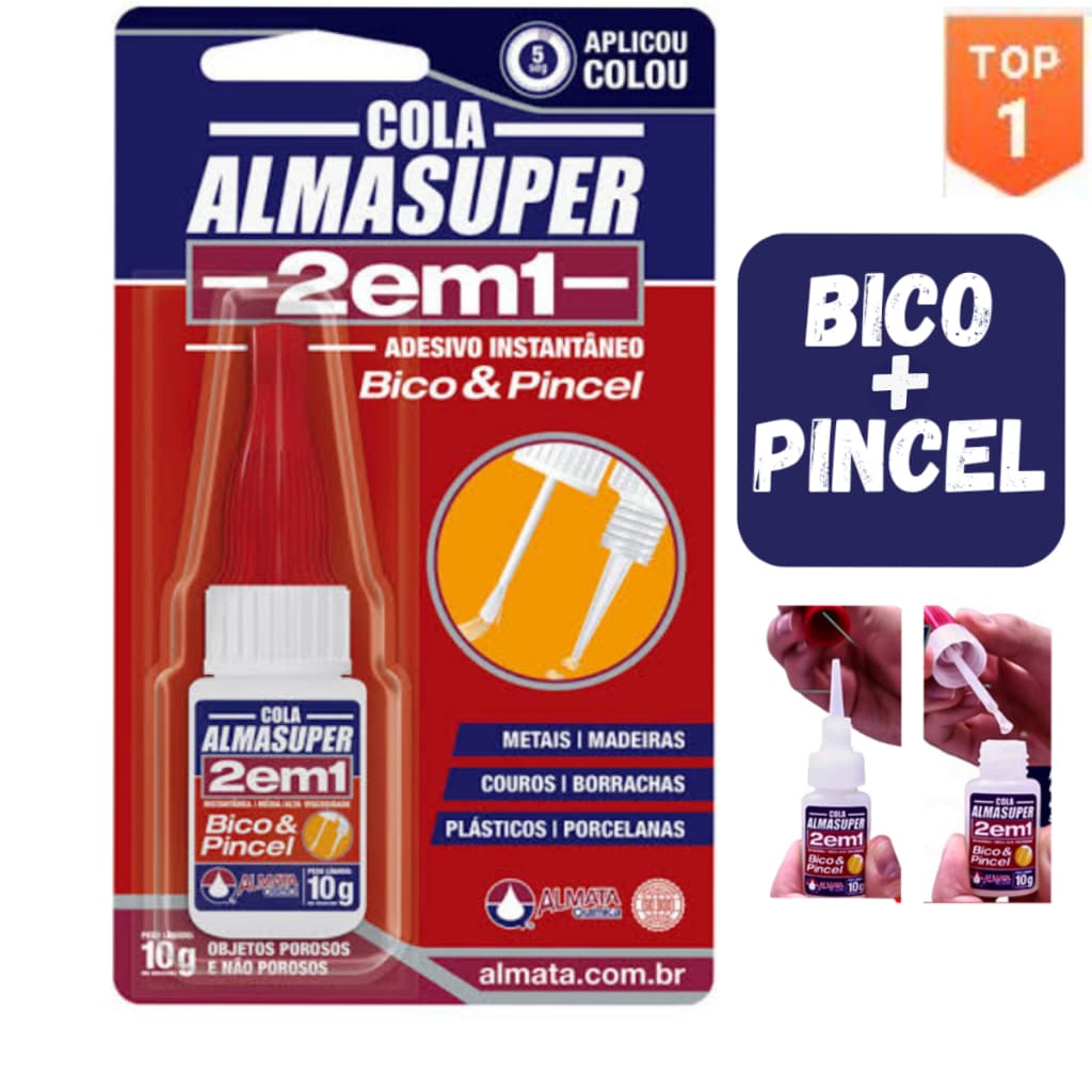 Cola Instantânea Bico e Pincel 2 em 1 Multiuso Artesanato 10g