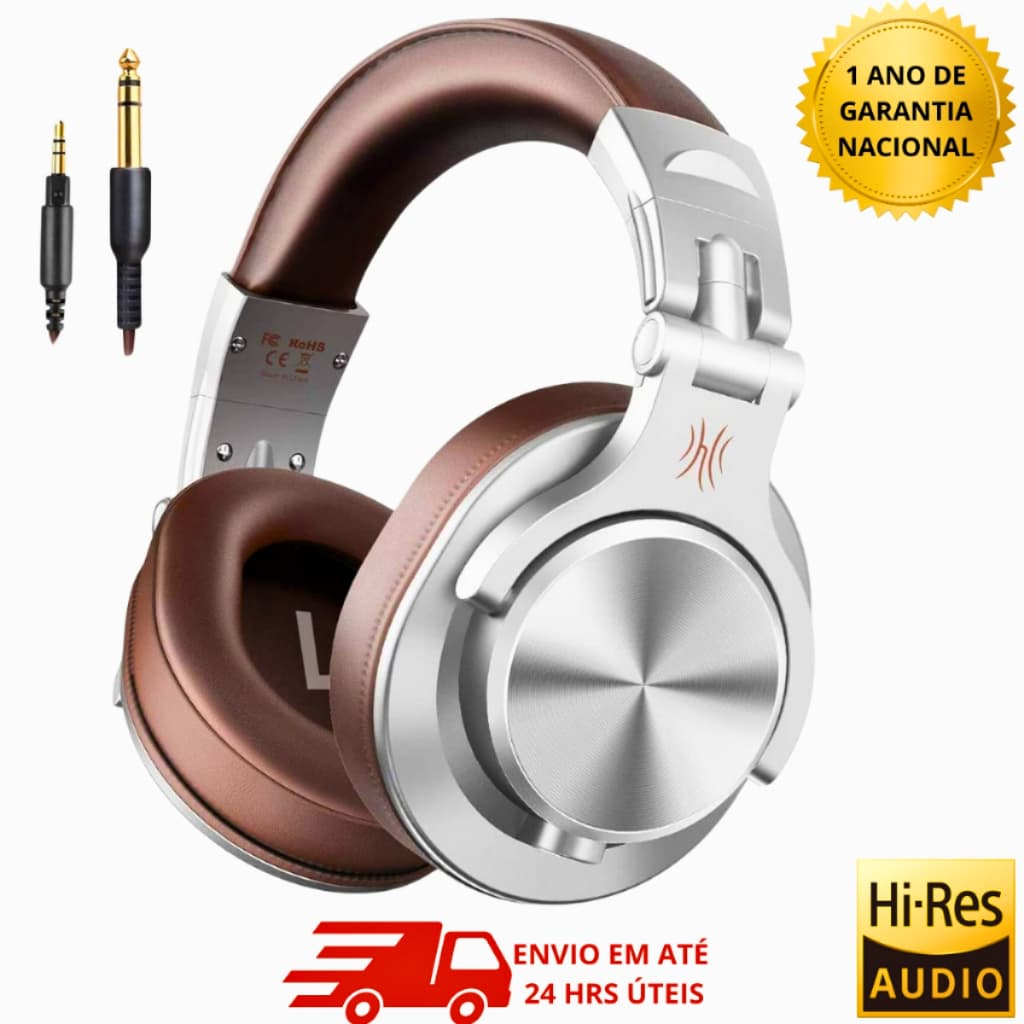 Fone Oneodio A71 Para DJ Profissional Studio Duplo Conector P2 e P10 Hi-Res