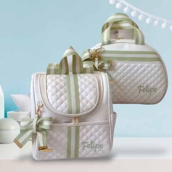 KIT BOLSA E MOCHILA BEBÊ PERSONALIZADA