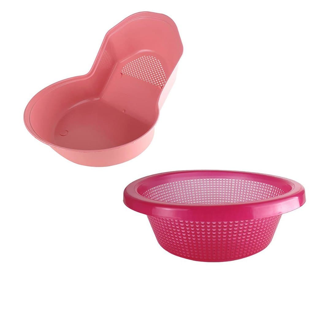 Kit Lava Tudo e Lavador de Arroz e Legumes Rosa 2 peças