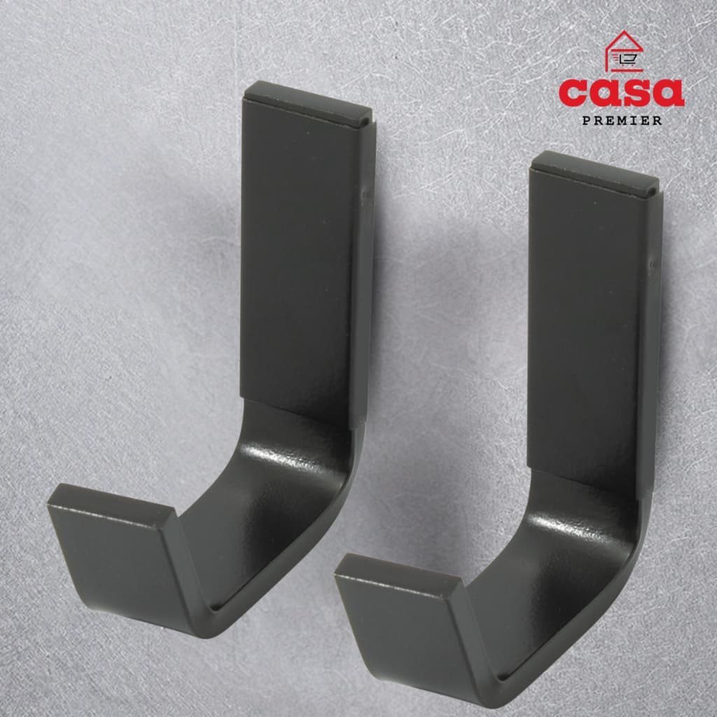 Kit 2 Suporte Cabide Fixação Gancho Porta Toalha Preto Fosco Banheiro Em Metal Luxo