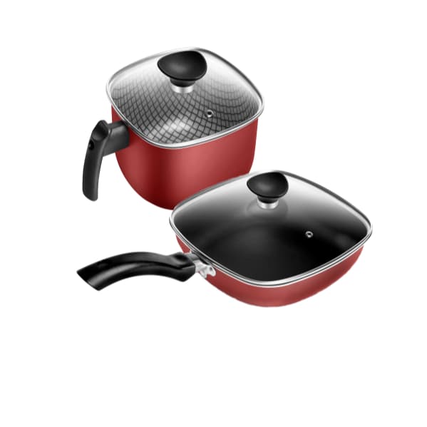 Frigideira + Caneco Quadrado Patolux Antiaderente Vermelho