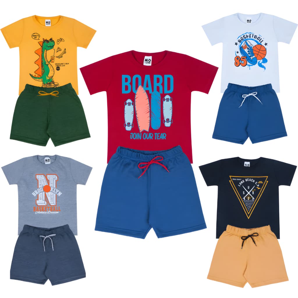 Kit 2 Peças Infantil Menino Camiseta e Bermuda de Alta Qualidade Confortavél