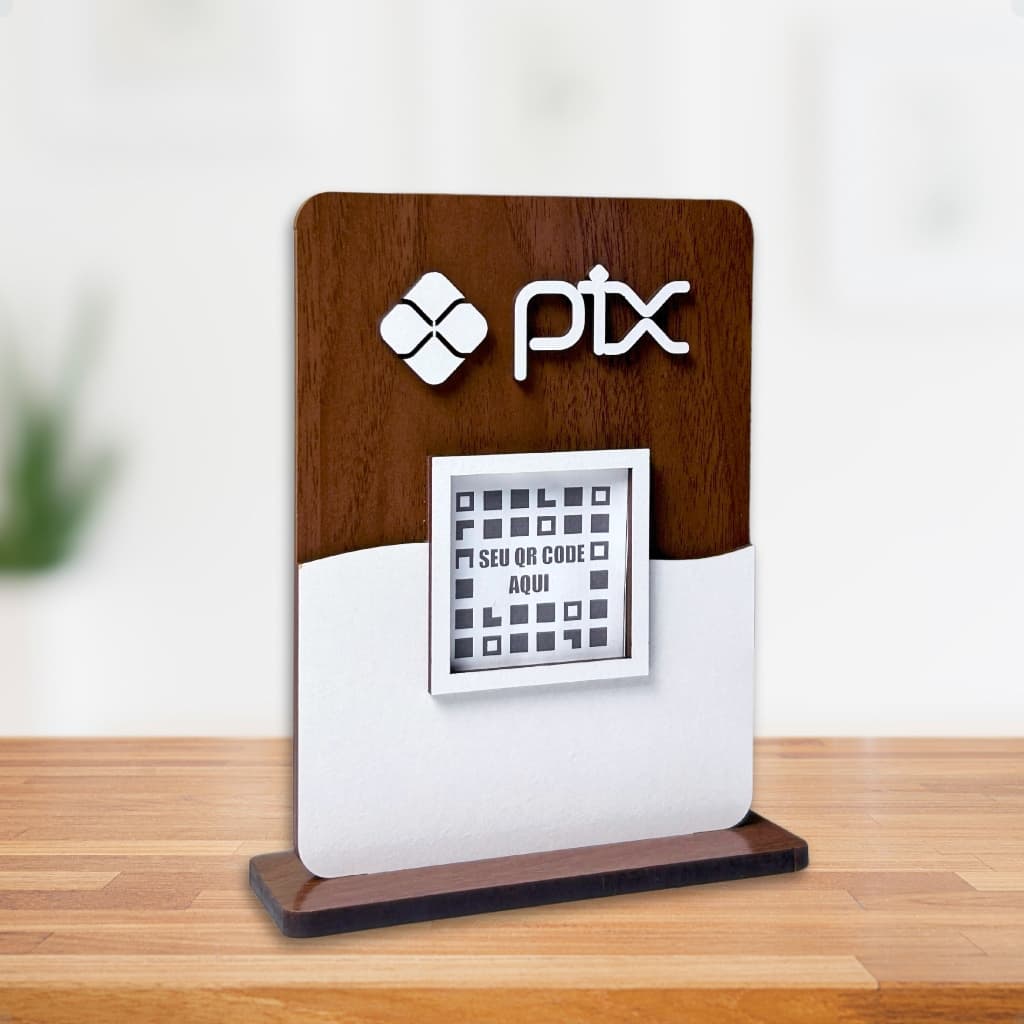 Placa Pix Para Pagamento QR Code , Display Mdf Madeira