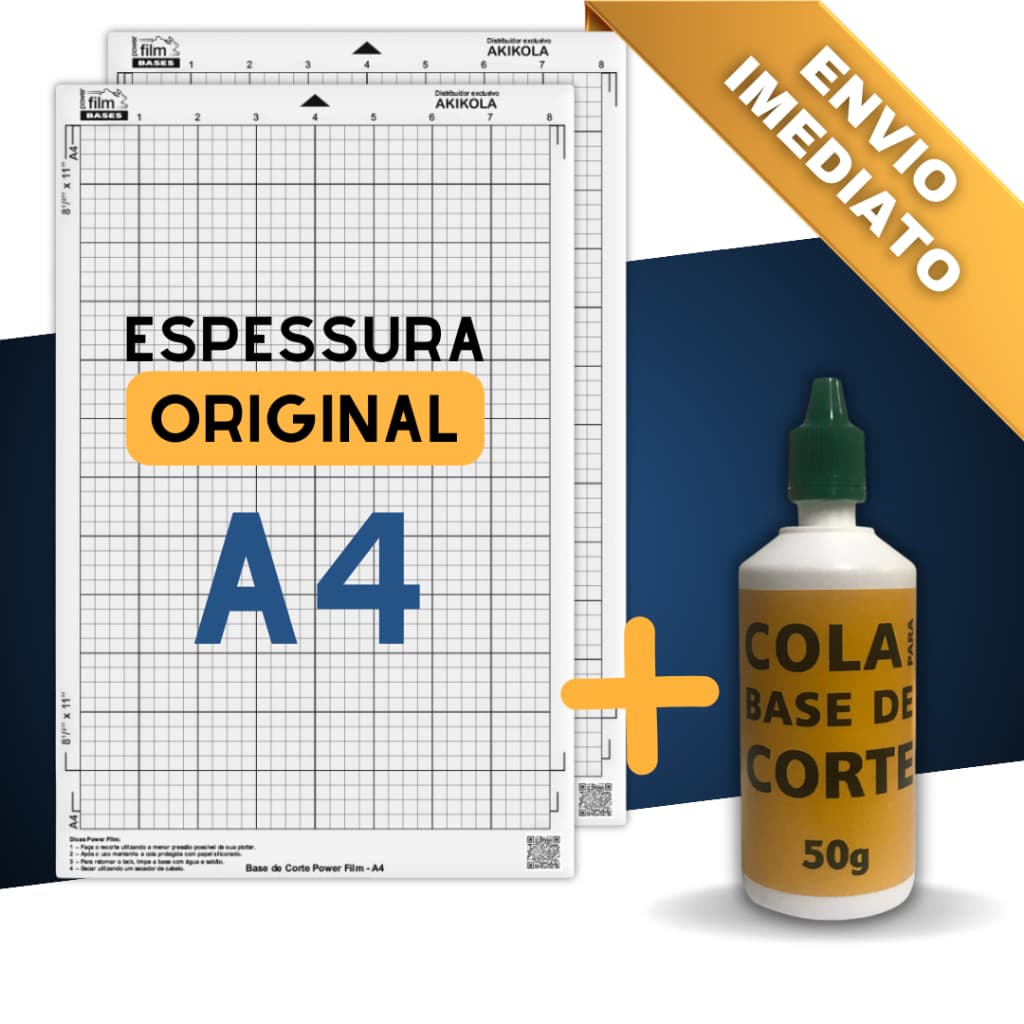 2 Base de Corte A4 Transparente + 1 Tubo de Cola Para Reposição - Para Silhouette Portrait e Cameo