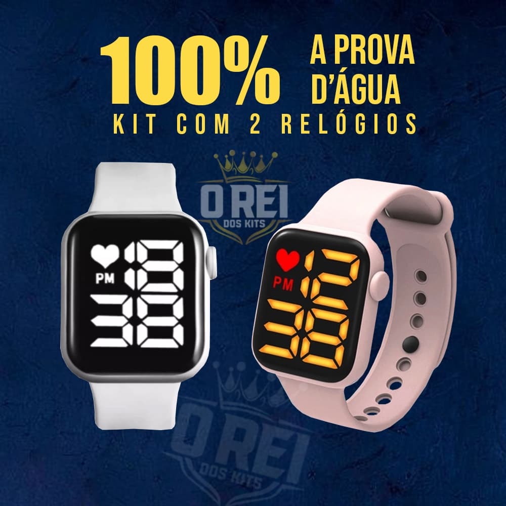 Kit Unissex Relogio Masculino Relógio Feminino Kit com 2 Relógios  A Prova D'Água Smart Digital Led
