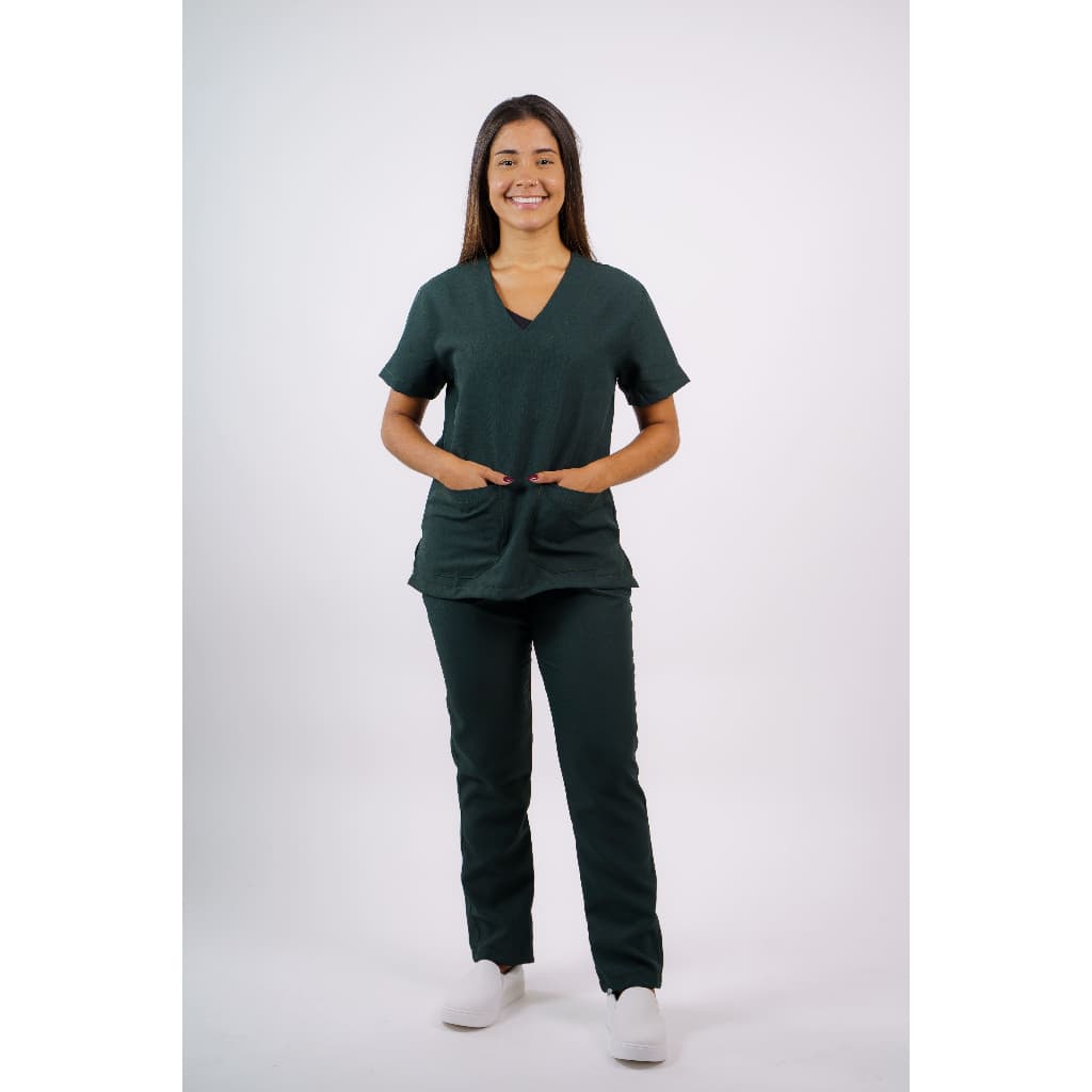 Pijama Hospitalar Conjunto Camisa e Calça Feminino Oxford