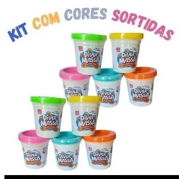 kit com 10 massinhas com moldem na tampa para lembrancinhas ou brindes.