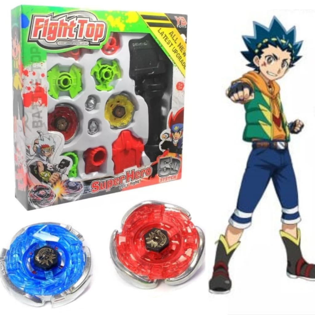 BRINQUEDO 2 PIÕES METAL Lançador EMPUNHADOR + ACESSÓRIOS PIÕES COMBAT  PRESENTE PARA CRIANÇAS 12pçs