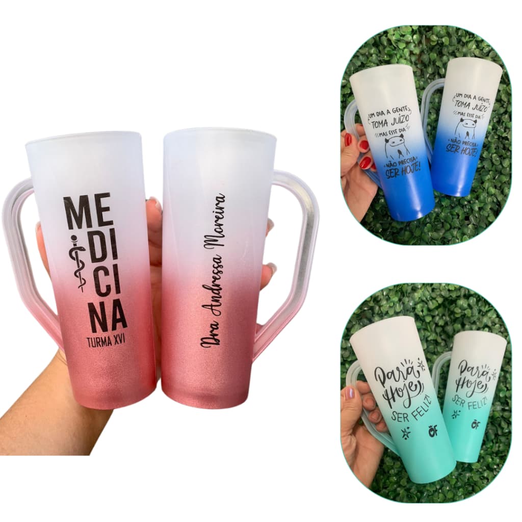 Kit 25 Canecas Slim Degradê personalizadas