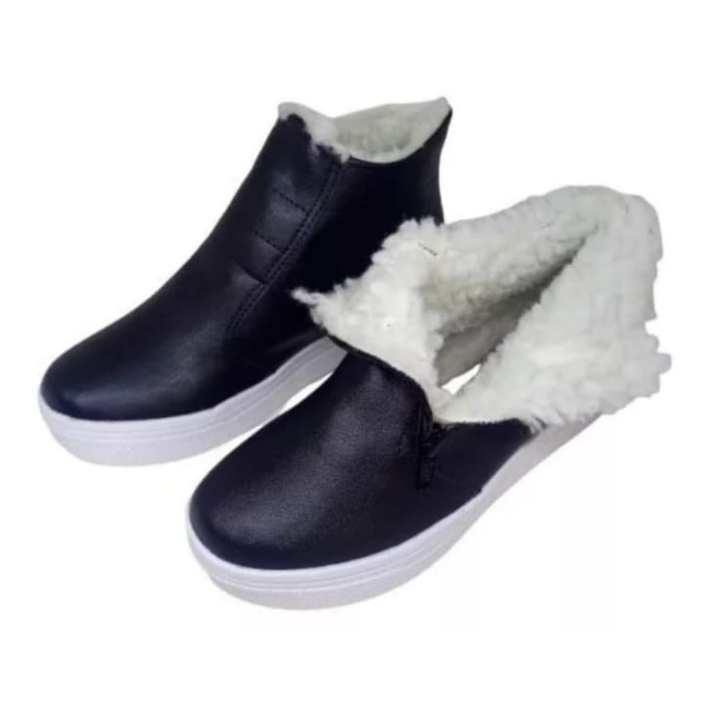 Bota Preta de Corino com Pelo e Zíper