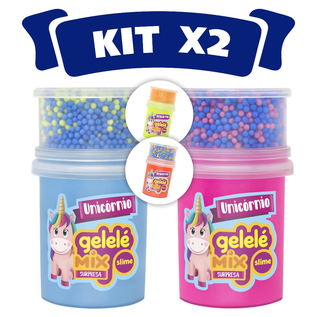 Kit 2 Unidades Slime Gelelé Unicórnio Mix Bolinha Brinquedo Surpresa 153g Doce Brinquedo Original